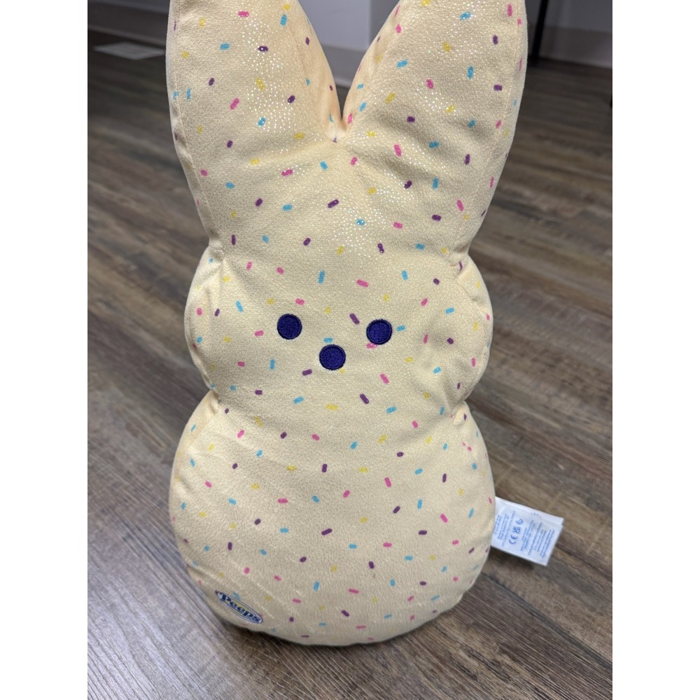 Build a Bear Peeps Plush Bunny Large 16" Yellow Sprinkle Glitter Easter Pillow
